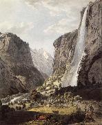 Franz Niklaus Konig The Fall of the Staubbach,dans the Vallee of Lauterbrunnen oil painting artist